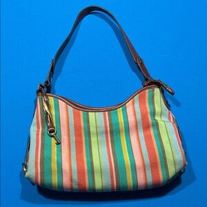 Vintage Fossil Colorful Striped Shoulder Bag